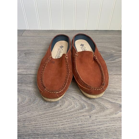 Columbia Bayview Clog Size 5 Rust Brown Leather Slip on Mules Outdoor Slippers - Picture 1 of 5